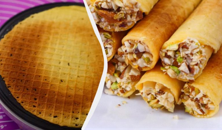 Tubos de gofre crujientes con leche condensada, nata y frutos secos: receta paso a paso (vídeo)